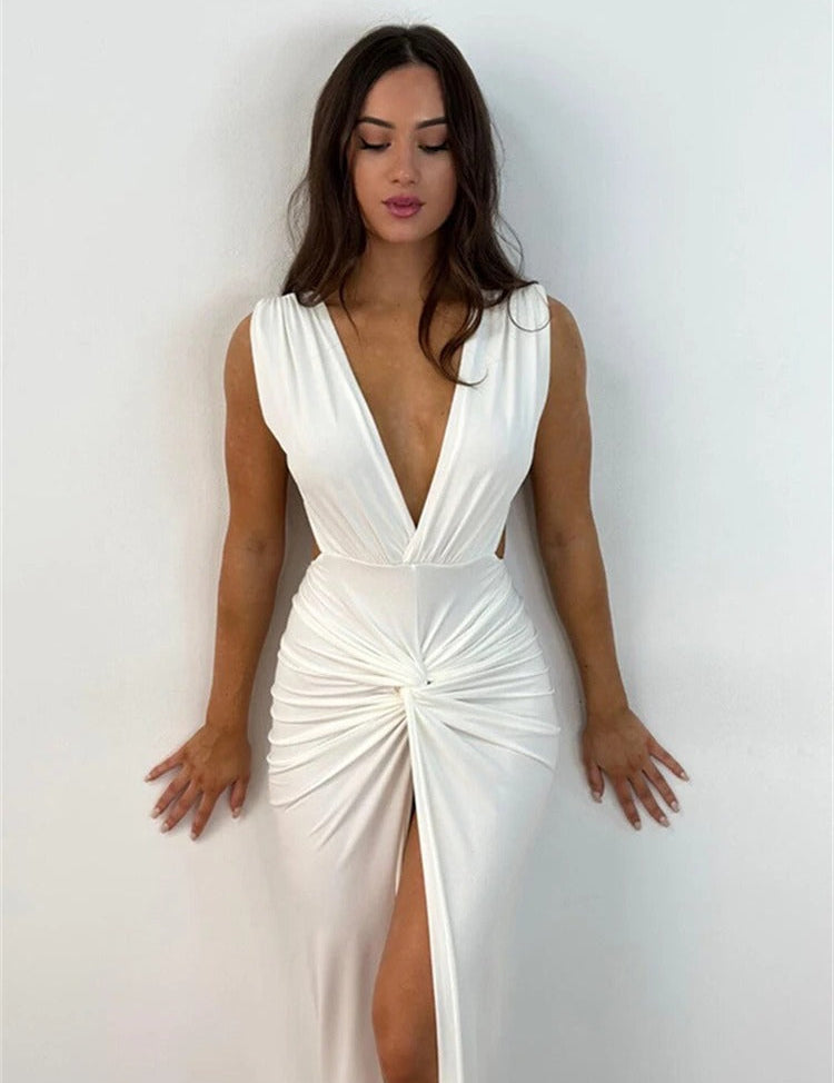 Magdalena | Maxi avondjurk met elegante uitstraling in de kleur Wit voor dames in Party stijl ideaal voor de zomer.