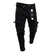 Marcus | Slim fit stedelijke cargo broek voor mannen in de kleur Zwart voor heren in Outdoor stijl ideaal voor de herfst.