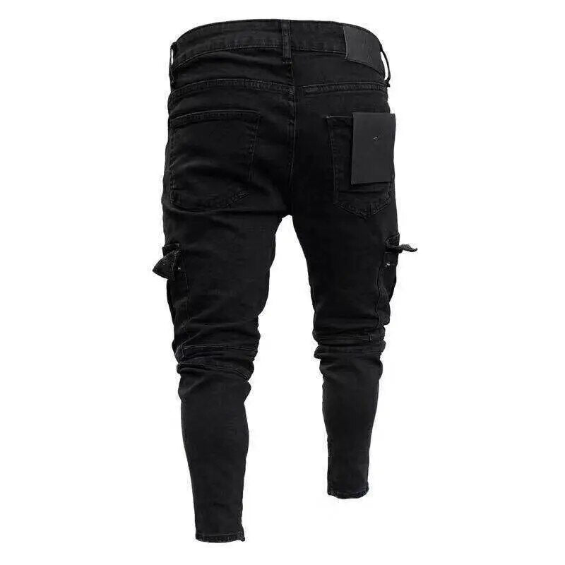 Marcus | Slim fit stedelijke cargo broek voor mannen in de kleur Zwart voor heren in Outdoor stijl ideaal voor de herfst.