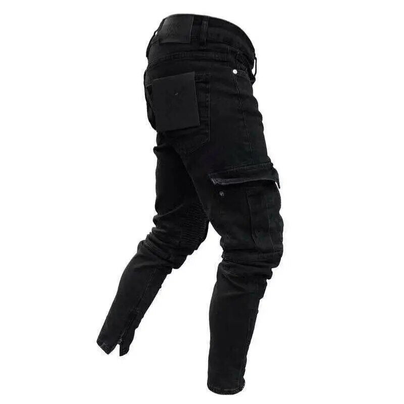 Marcus | Slim fit stedelijke cargo broek voor mannen in de kleur Zwart voor heren in Outdoor stijl ideaal voor de herfst.