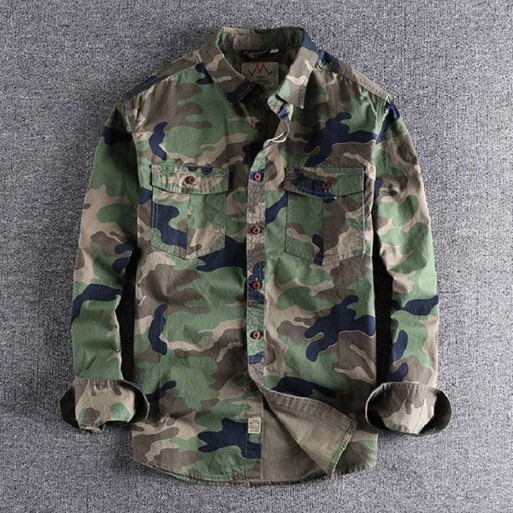 Marick | Herenhemd met camouflageprint in de kleur Khaki voor in stijl ideaal voor de herfst.
