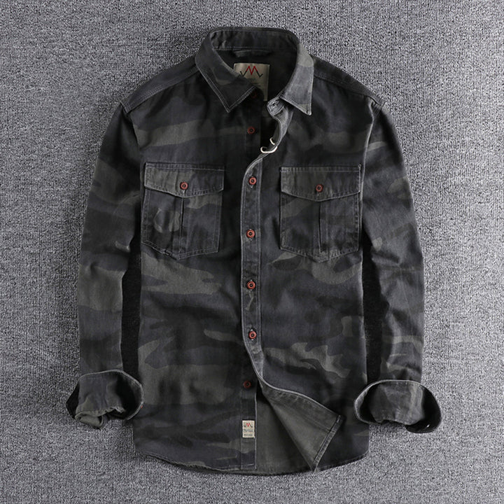 Marick | Herenhemd met camouflageprint in de kleur Khaki voor in stijl ideaal voor de herfst.
