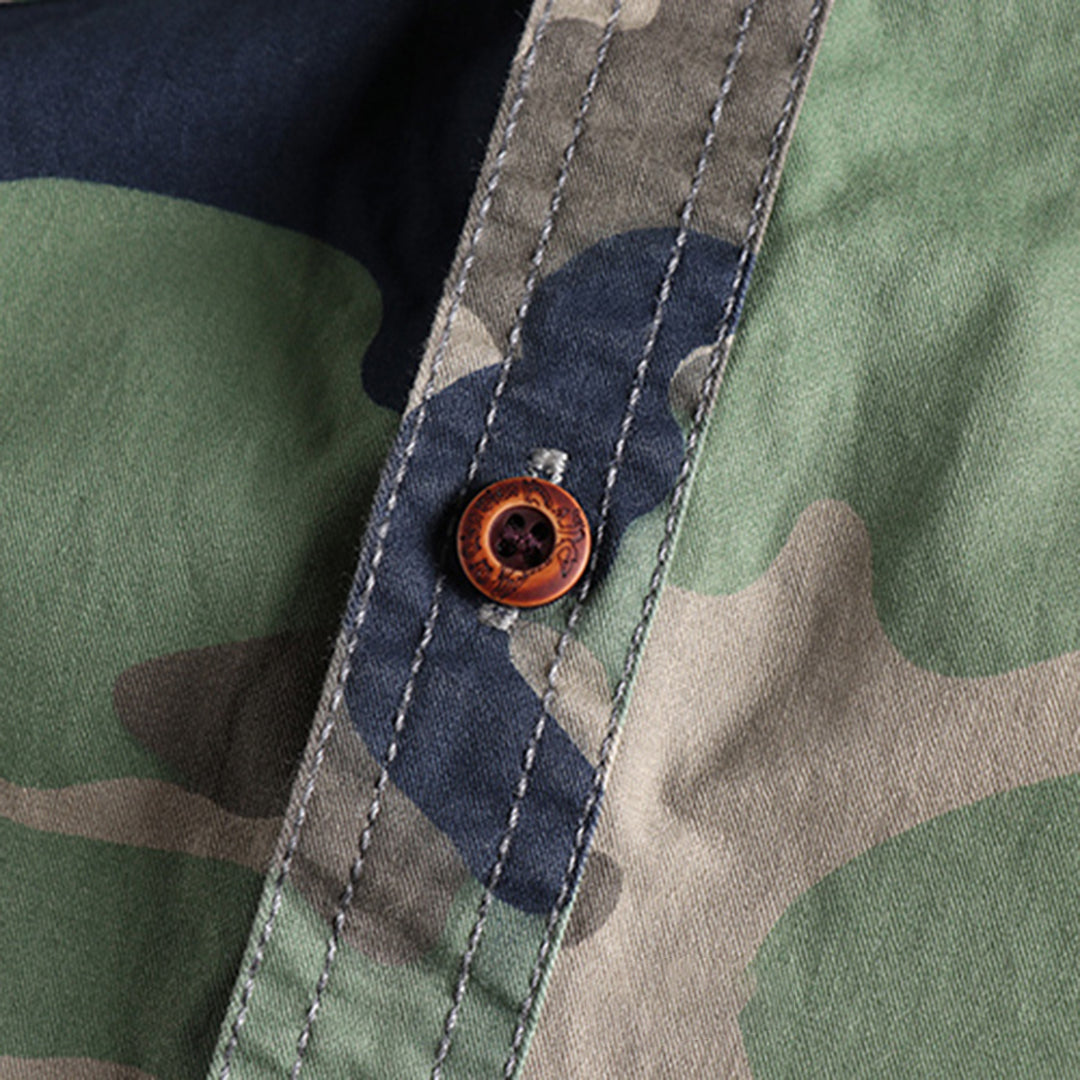 Marick | Herenhemd met camouflageprint in de kleur Khaki voor in stijl ideaal voor de herfst.