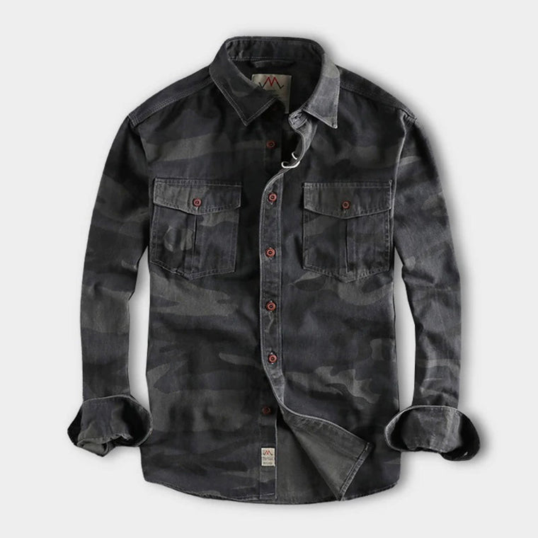 Marick | Herenhemd met camouflageprint in de kleur Grijs voor in stijl ideaal voor de herfst.