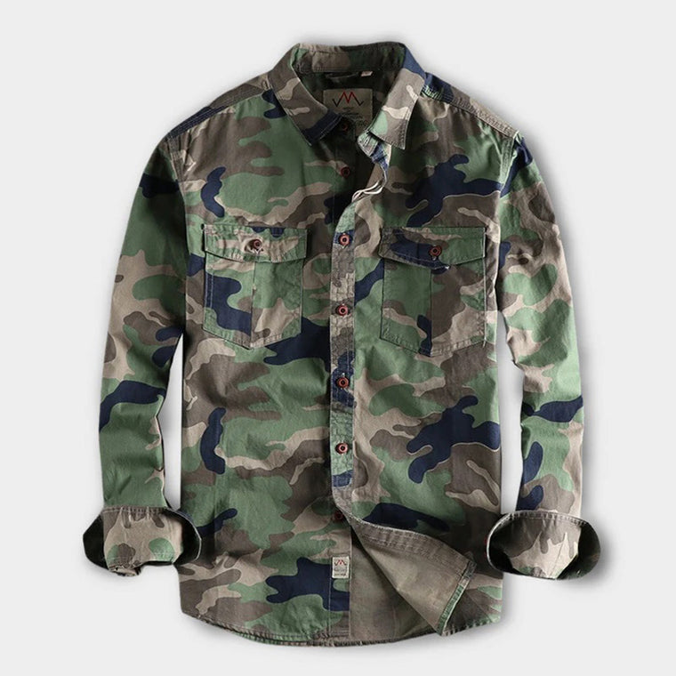 Marick | Herenhemd met camouflageprint in de kleur Groen voor in stijl ideaal voor de herfst.