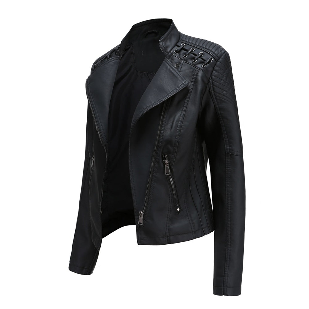 Marie | Stijlvolle leren jas in de kleur Zwart voor dames in stijl ideaal voor de herfst.