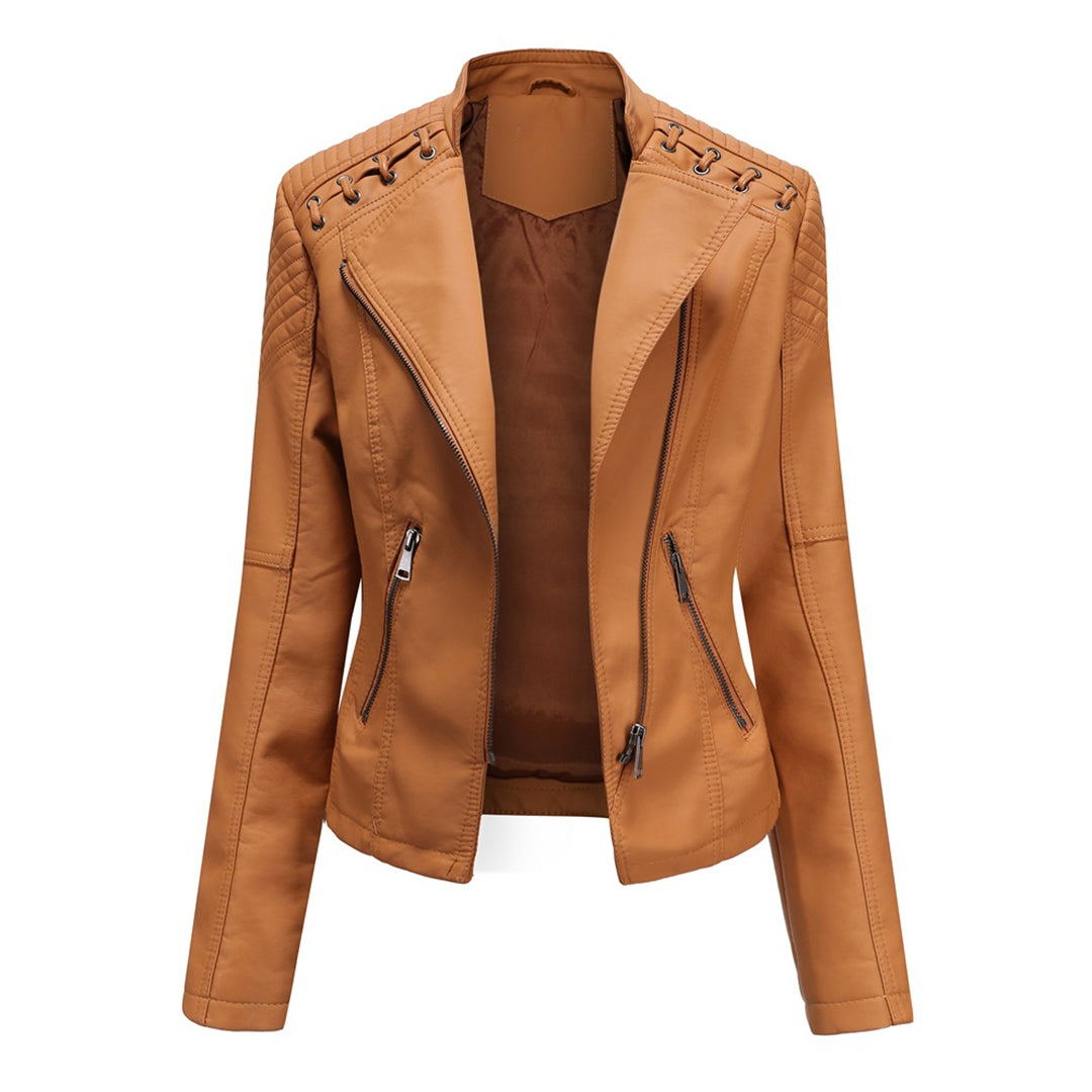 Marie | Stijlvolle leren jas in de kleur Kameel voor dames in stijl ideaal voor de herfst.