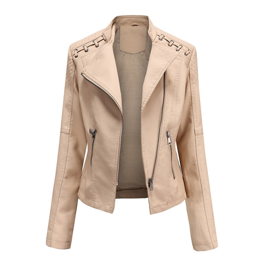 Marie | Stijlvolle leren jas in de kleur Khaki voor dames in stijl ideaal voor de herfst.