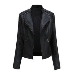 Marie | Stijlvolle leren jas in de kleur Zwart voor dames in stijl ideaal voor de herfst.