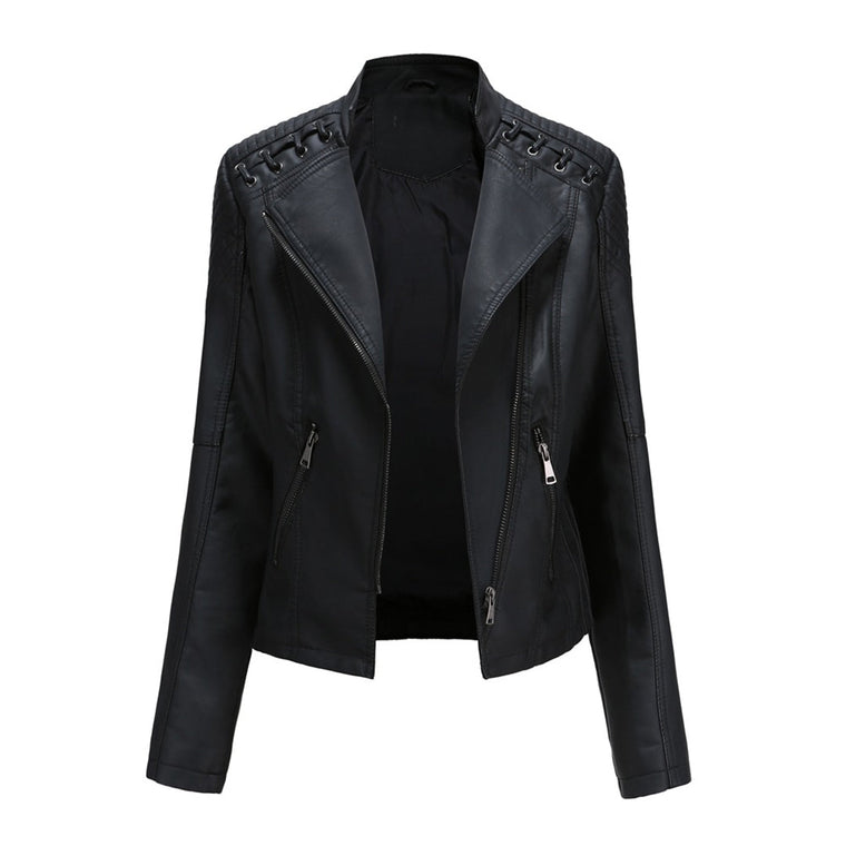 Marie | Stijlvolle leren jas in de kleur Zwart voor dames in stijl ideaal voor de herfst.