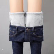 Marijke | Thermische dames jeans in de kleur Blauw/Grijs voor dames in stijl ideaal voor de winter