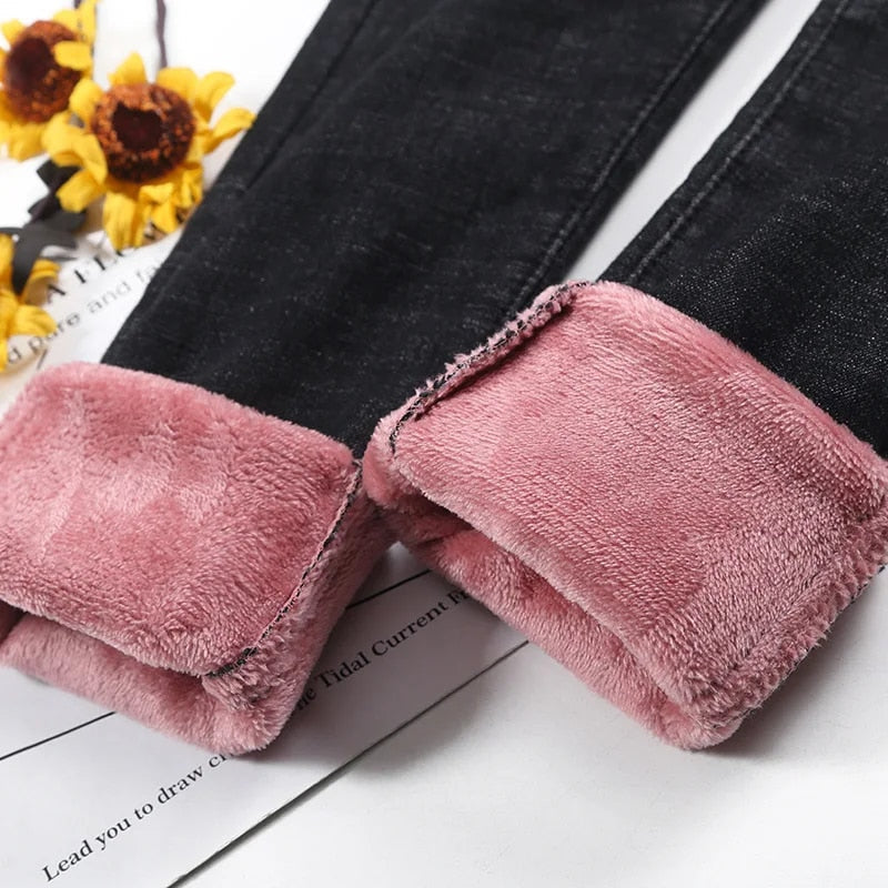 Marijke | Thermische dames jeans in de kleur Zwart/Grijs voor dames in stijl ideaal voor de winter