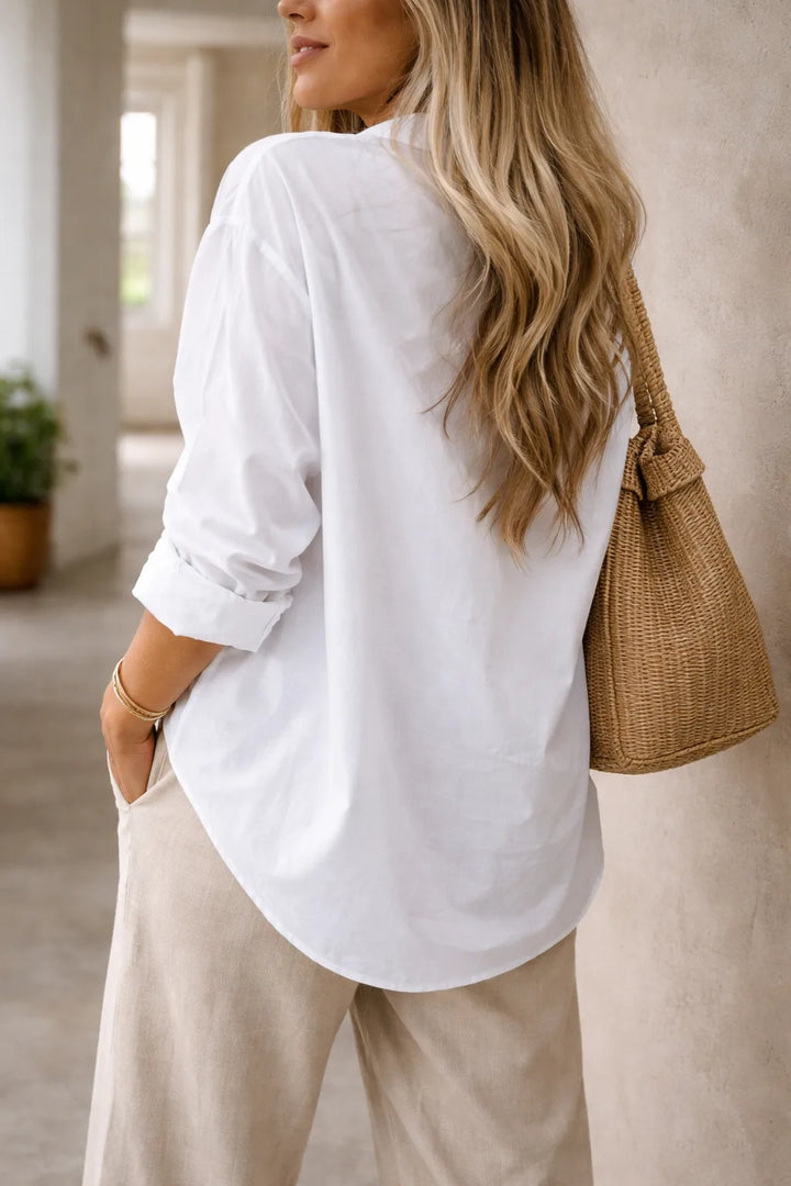Blouse met V-hals en knopen