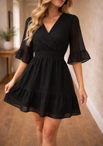 A-line mini jurk met V-hals
