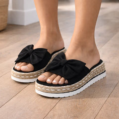 Espadrille slippers met strik