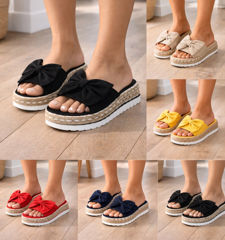 Espadrille slippers met strik
