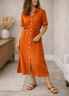 Midi jurk met knopen