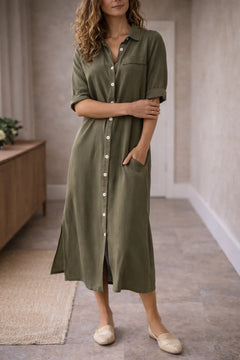 Midi jurk met knopen