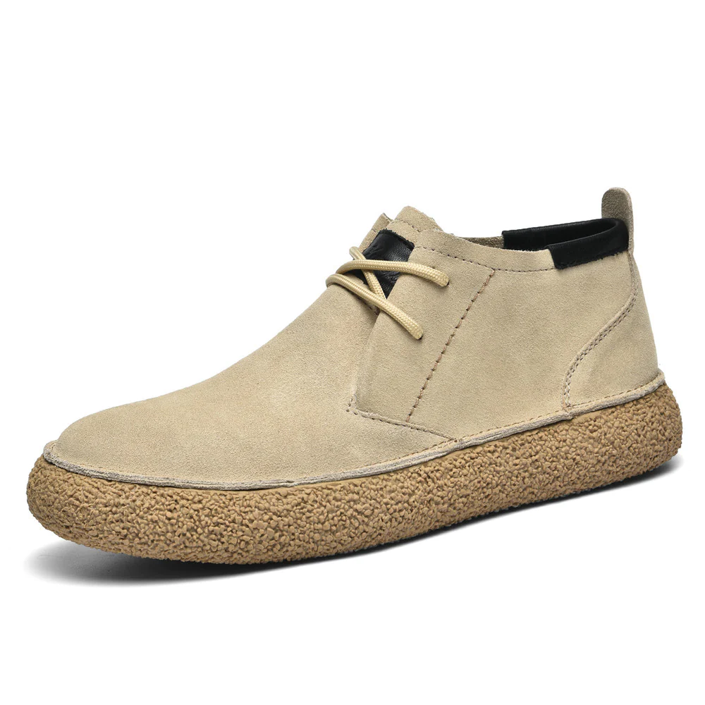 Mart | Stijlvolle suède leren sneakers met zool van kurk in de kleur Beige voor heren in Heritage stijl geschikt voor alle seizoenen.