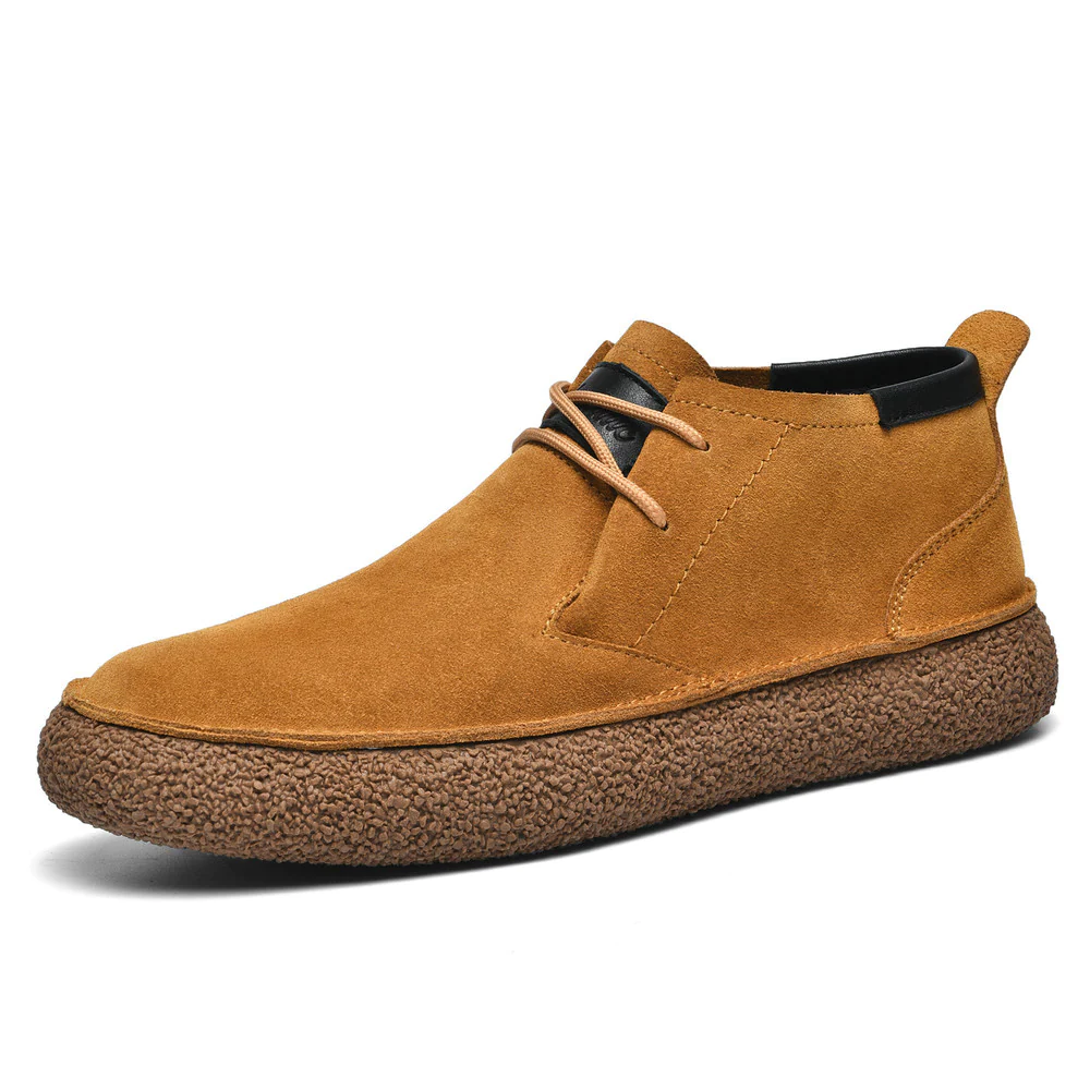 Mart | Stijlvolle suède leren sneakers met zool van kurk in de kleur Bruin voor heren in Heritage stijl geschikt voor alle seizoenen.