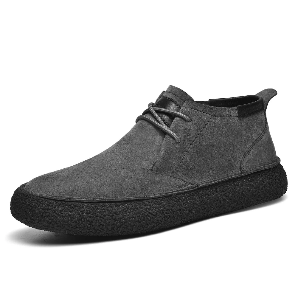 Mart | Stijlvolle suède leren sneakers met zool van kurk in de kleur Grijs voor heren in Heritage stijl geschikt voor alle seizoenen.