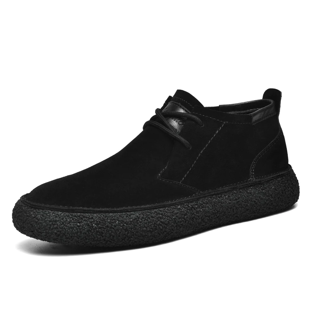 Mart | Stijlvolle suède leren sneakers met zool van kurk in de kleur Zwart voor heren in Heritage stijl geschikt voor alle seizoenen.