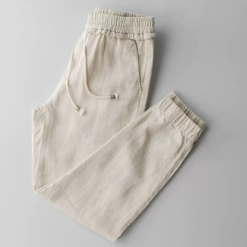 Matteo | Linnen broek in de kleur Khaki voor heren in stijl ideaal voor de zomer.
