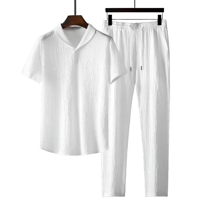 Matthijs | Katoenen polo & pantalon set in de kleur Wit voor heren in Formal stijl ideaal voor de lente.