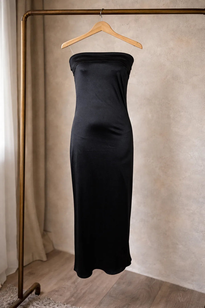 Strapless maxi jurk met cut-out