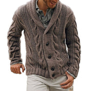 Max | Warm gebreide wollen herenvest in de kleur Bruin voor heren in Heritage stijl ideaal voor de herfst.