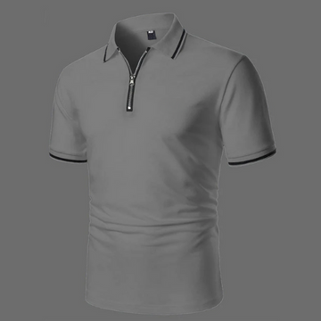 Max | Wit poloshirt met korte mouwen en rits in de kleur Grijs voor heren in Casual stijl geschikt voor alle seizoenen.