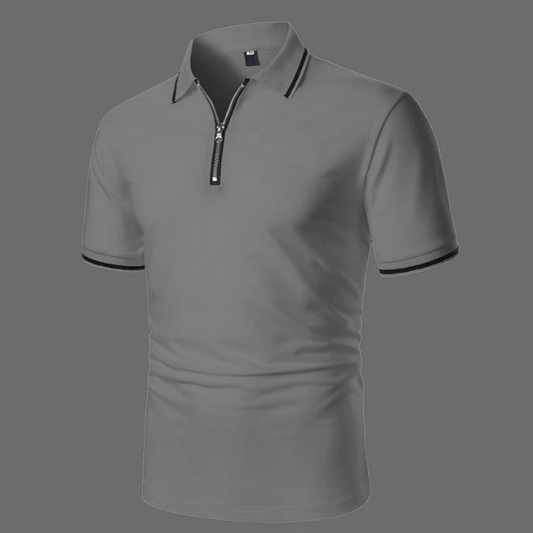 Max | Wit poloshirt met korte mouwen en rits in de kleur Grijs voor heren in Casual stijl geschikt voor alle seizoenen.