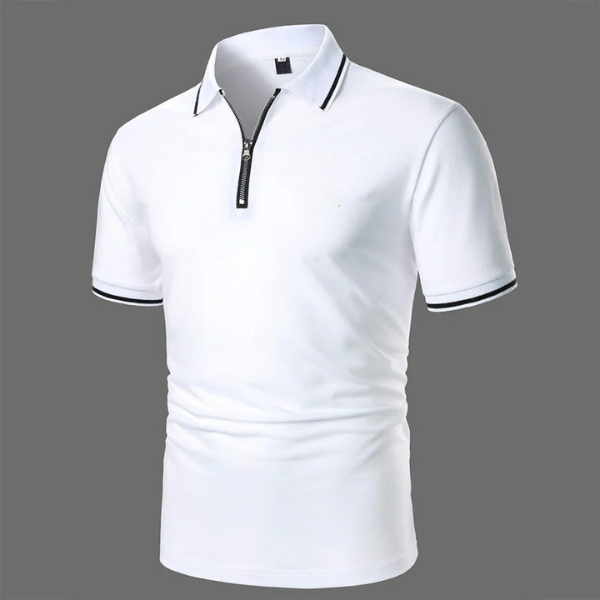 Max | Wit poloshirt met korte mouwen en rits in de kleur Wit voor heren in Casual stijl geschikt voor alle seizoenen.