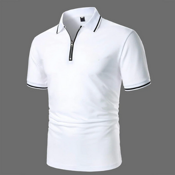 Max | Wit poloshirt met korte mouwen en rits in de kleur Wit voor heren in Casual stijl geschikt voor alle seizoenen.