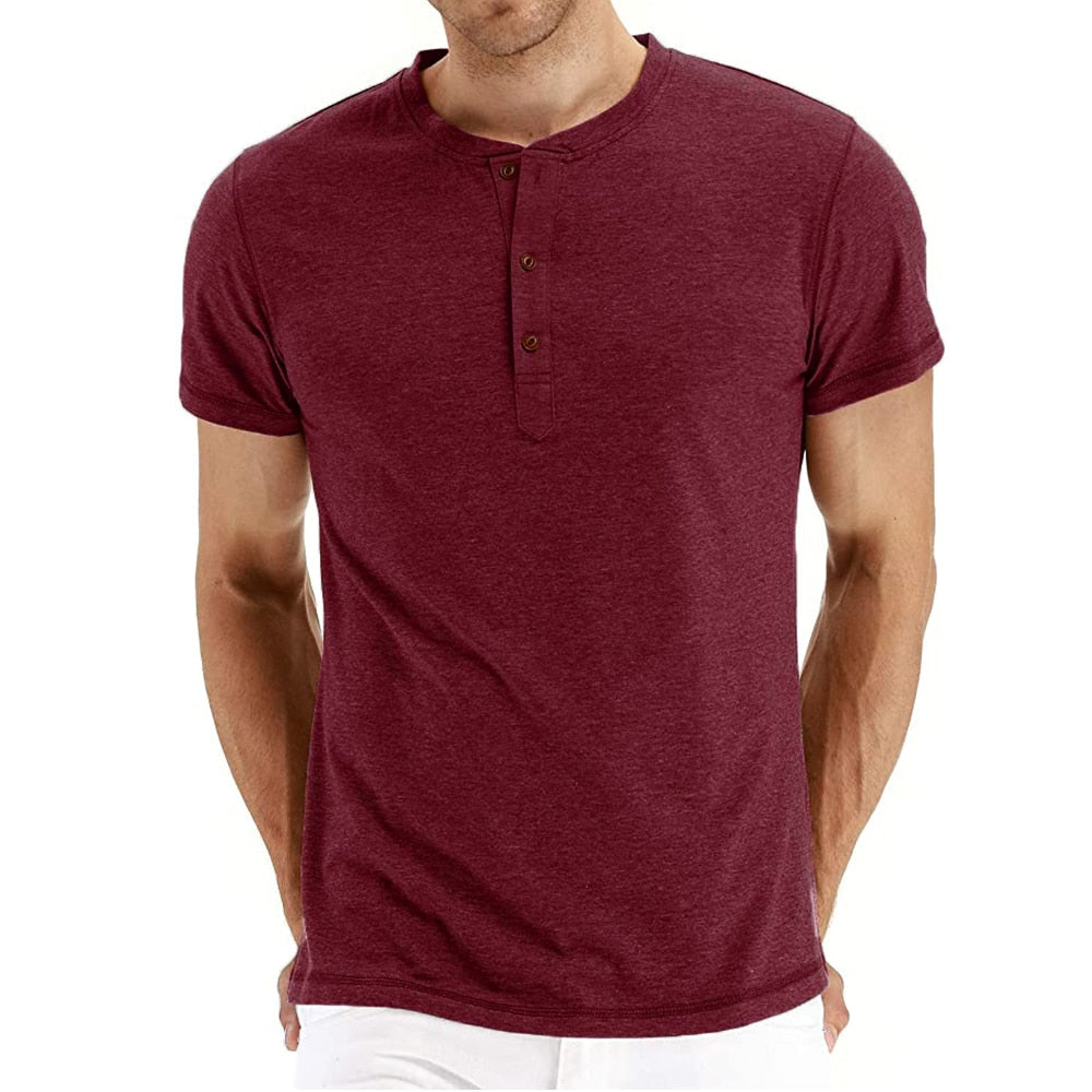 Max | Zomers katoenen overhemd met 3 knopen in de kleur Bordeaux voor heren in stijl ideaal voor de zomer.