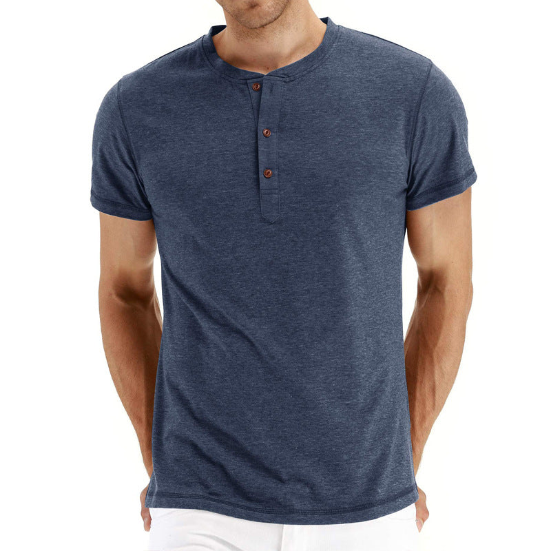 Max | Zomers katoenen overhemd met 3 knopen in de kleur Marineblauw voor heren in stijl ideaal voor de zomer.