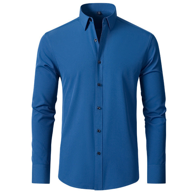 Maxim | Elastisch Overhemd in de kleur Blauw voor heren in stijl geschikt voor alle seizoenen.