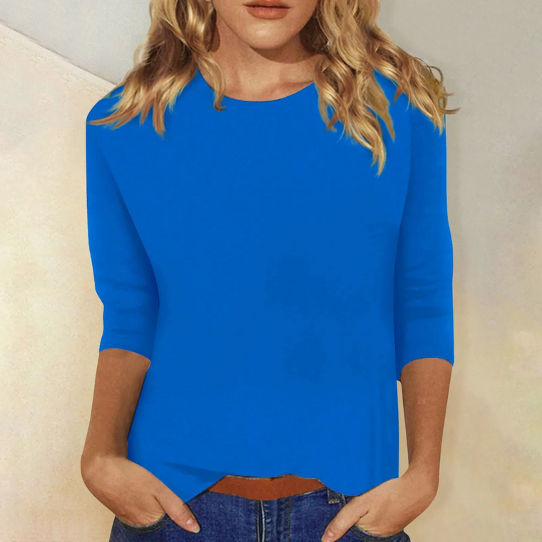 Maya | Effen Gekleurd Damesshirt - Ronde Hals en Lange Mouwen
