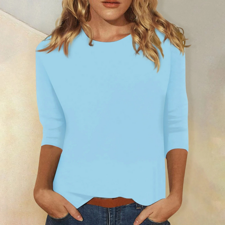 Maya | Effen Gekleurd Damesshirt - Ronde Hals en Lange Mouwen