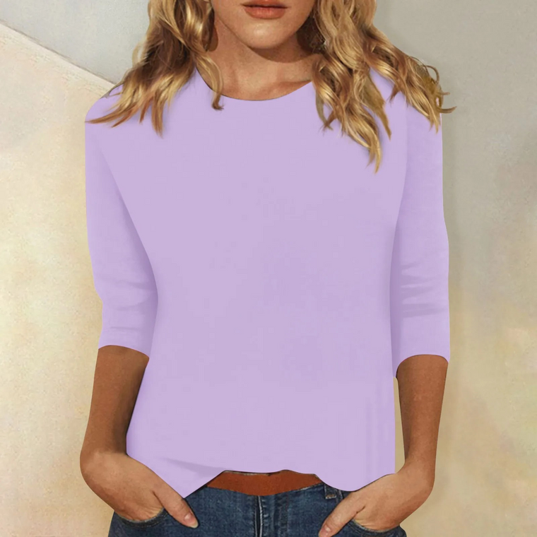 Maya | Effen Gekleurd Damesshirt - Ronde Hals en Lange Mouwen