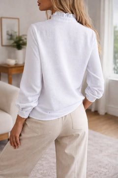 Blouse met ruffles en mandarin kraag