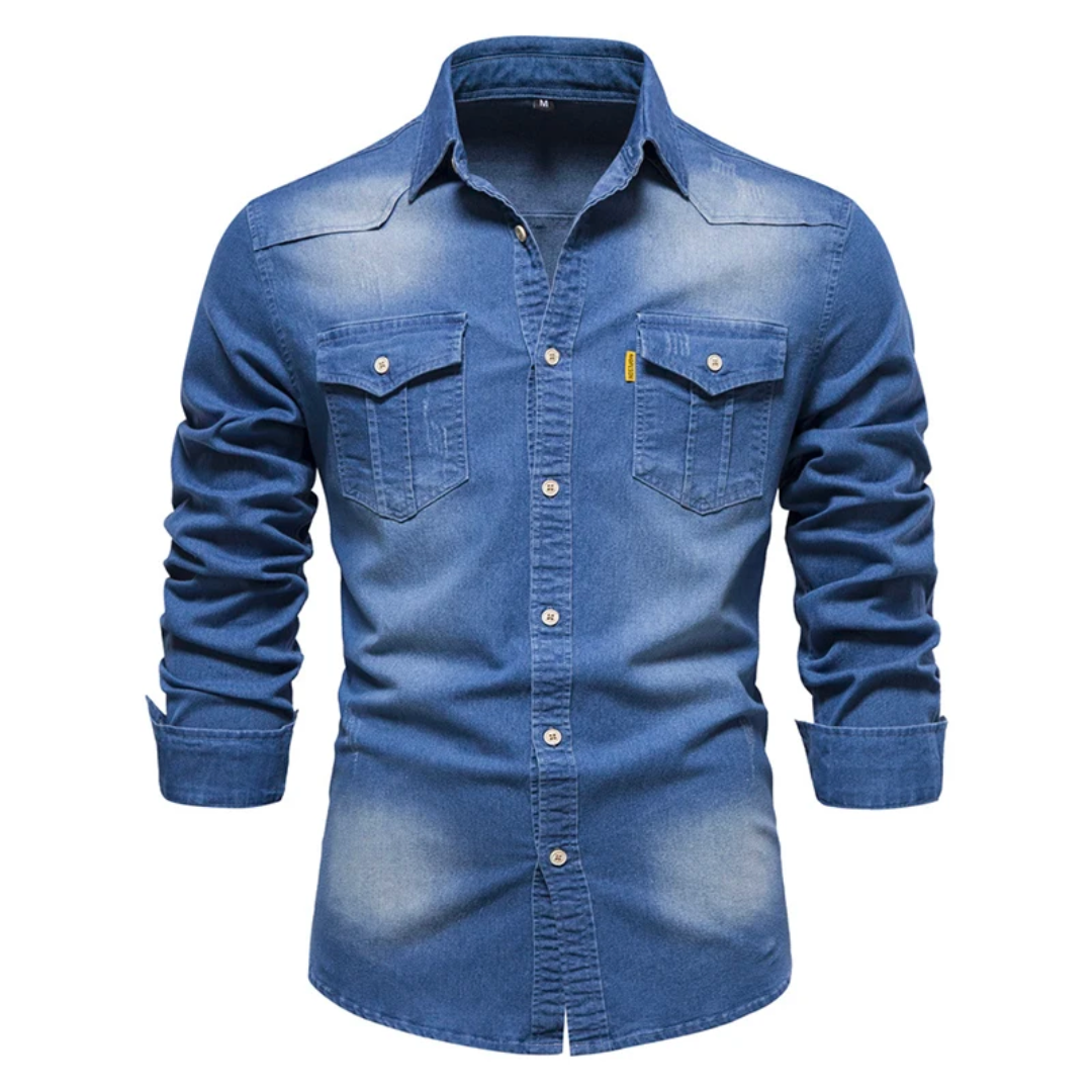 Mike | stijlvolle denim overhemd voor heren in de kleur Blauw voor heren in Heritage stijl geschikt voor alle seizoenen.
