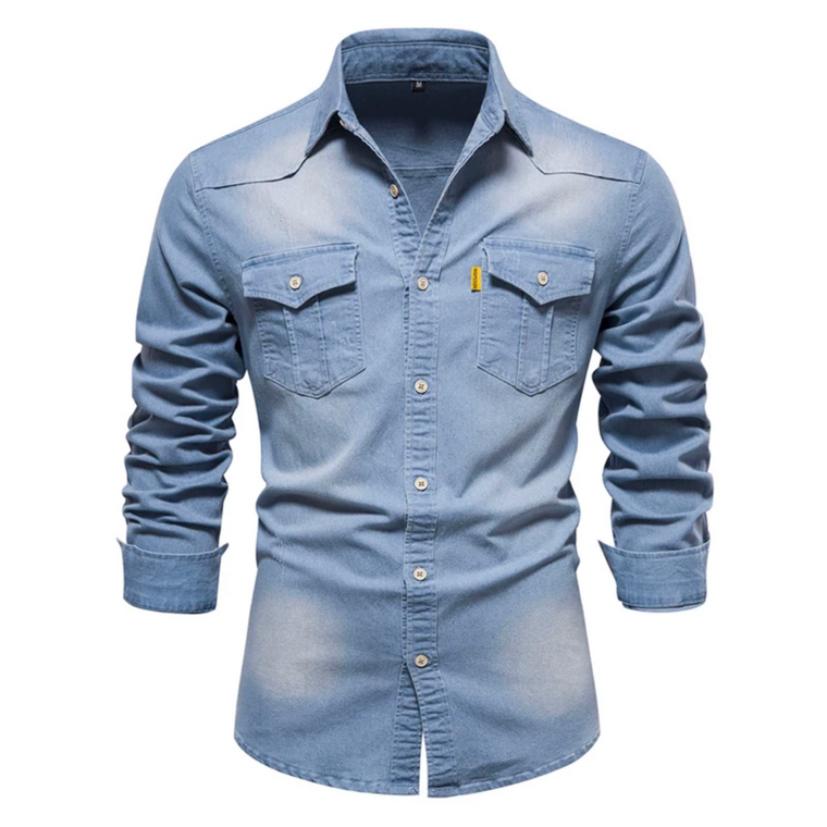 Mike | stijlvolle denim overhemd voor heren in de kleur Lichtblauw voor heren in Heritage stijl geschikt voor alle seizoenen.