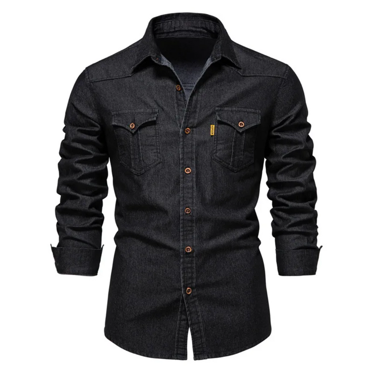 Mike | stijlvolle denim overhemd voor heren in de kleur Zwart voor heren in Heritage stijl geschikt voor alle seizoenen.