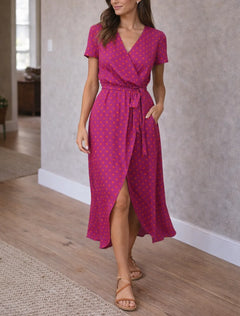 Wrap midi jurk met bloemen