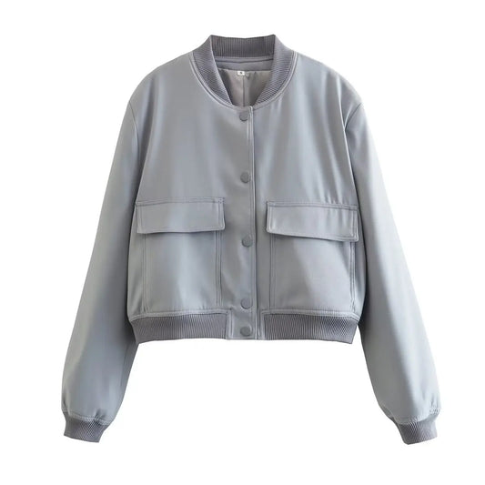 Mila | Casual bomberjack dames in de kleur Grijs voor dames in Streetwear stijl ideaal voor de herfst.