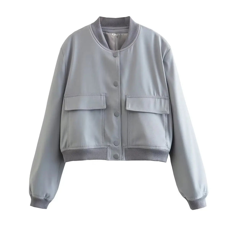 Mila | Casual bomberjack dames in de kleur Grijs voor dames in Streetwear stijl ideaal voor de herfst.