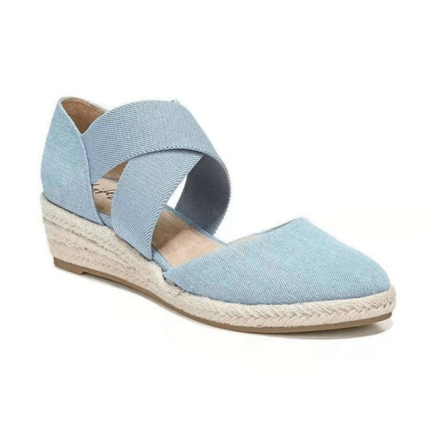 Mila | Espadrilles met kruisband & sleehak van touw in de kleur Blauw voor dames in Beach stijl ideaal voor de zomer.