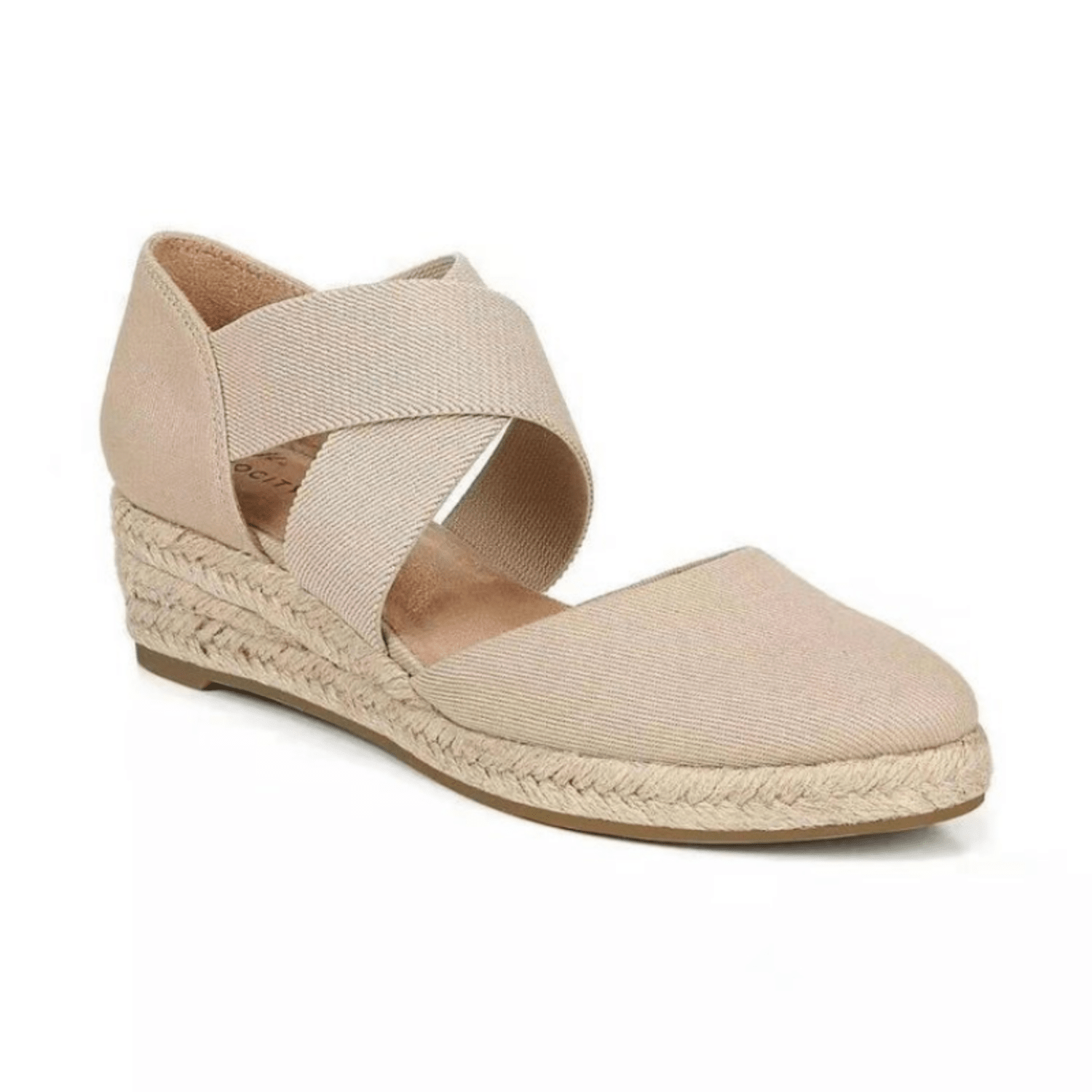 Mila | Espadrilles met kruisband & sleehak van touw in de kleur Bruin voor dames in Beach stijl ideaal voor de zomer.