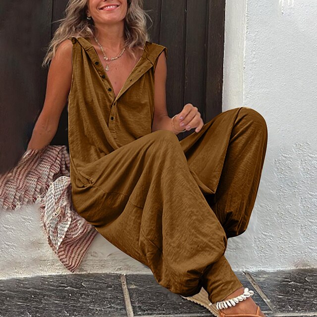 Deze jumpsuit combineert ultiem comfort, veelzijdige elegantie en een flatterende pasvorm, waardoor het geschikt is voor diverse gelegenheden. Gemaakt van hoogwaardige stof voor een comfortabele pasvorm.